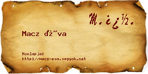 Macz Éva névjegykártya